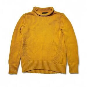 J. Crew Always Yellow Roll Neck Cotton Sweater Fisherman Oarsman Women's XS